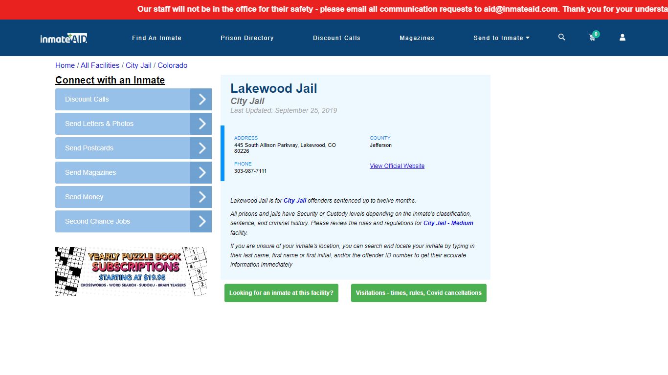 Lakewood Jail | Inmate Locator