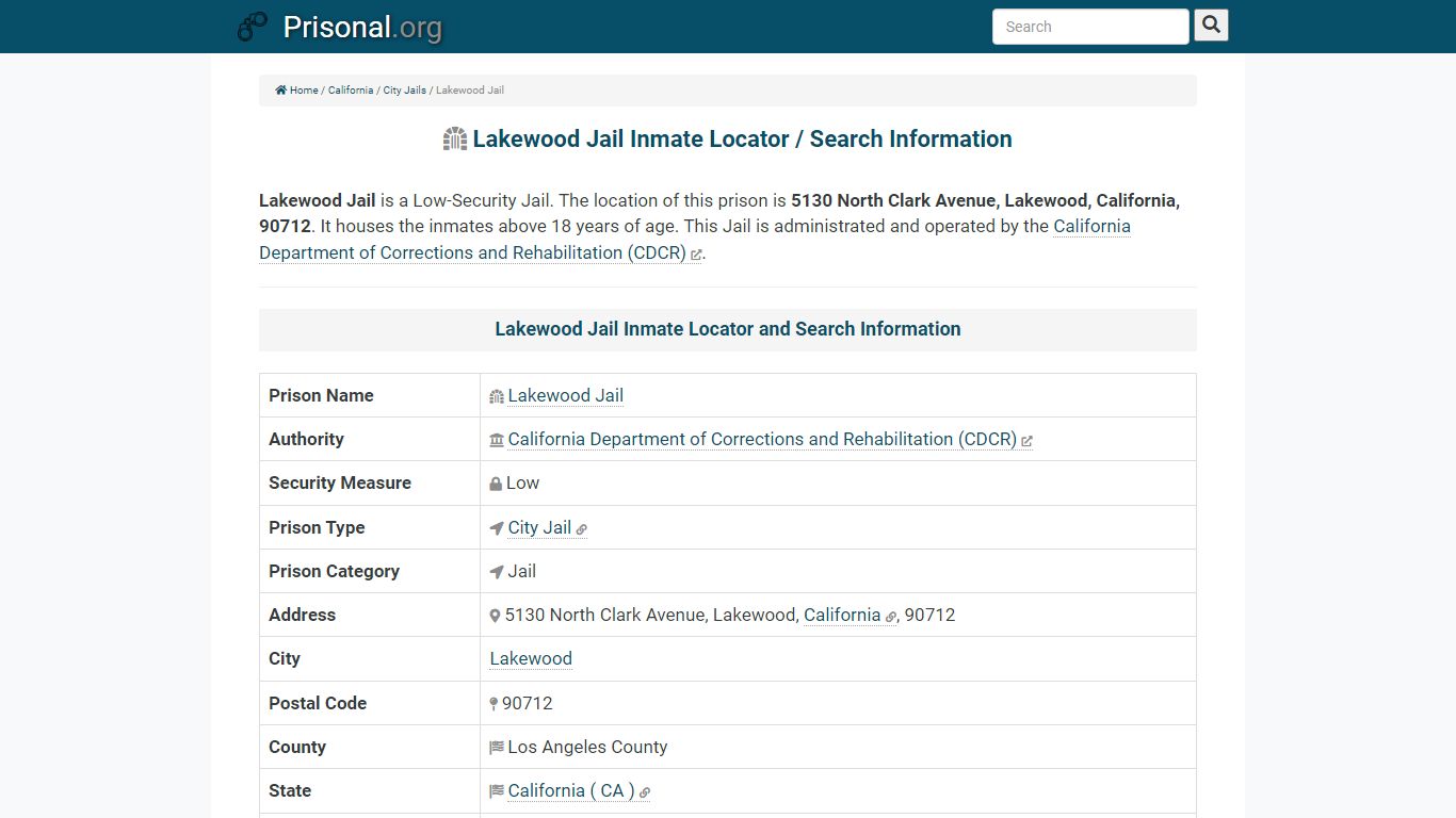 Lakewood Jail-Inmate Locator/Search Info, Phone, Fax ...