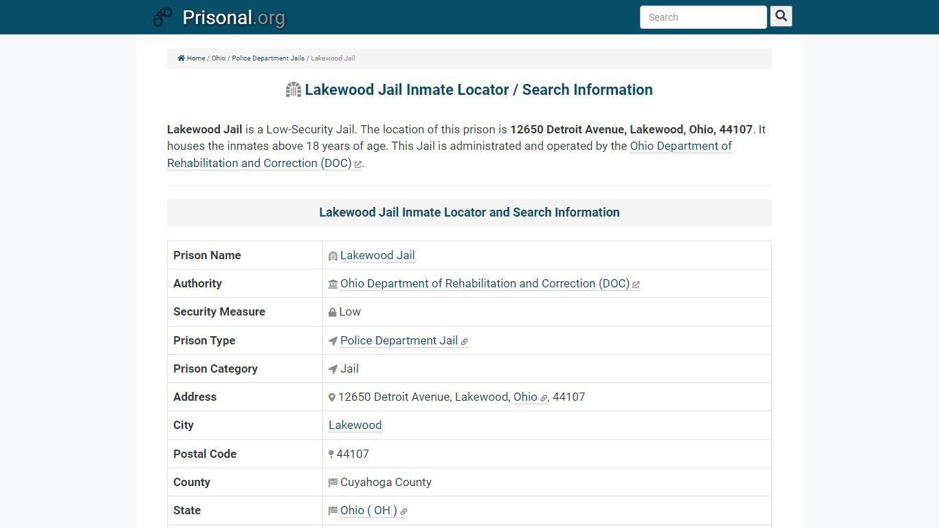 Lakewood Jail-Inmate Locator/Search Info, Phone, Fax ...