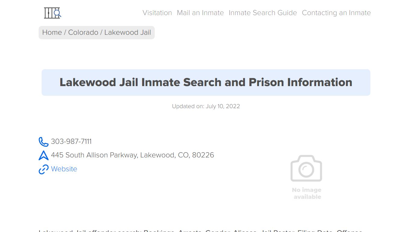 Lakewood Jail Inmate Search, Visitation, Phone no ...